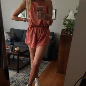 ShowPo burnt orange satin romper